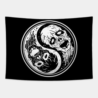White Undead Yin Yang Zombies Tapestry