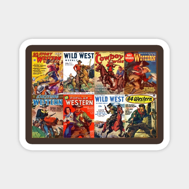 Vintage Western Pulp Magazine Cover Collage Magnet by Starbase79