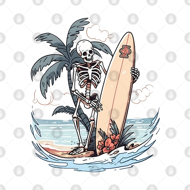 Surfer Skeleton On Beach by FlawlessSeams