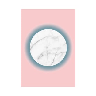 White Marble Circle Blush Millenial Pink Blue Gradient T-Shirt