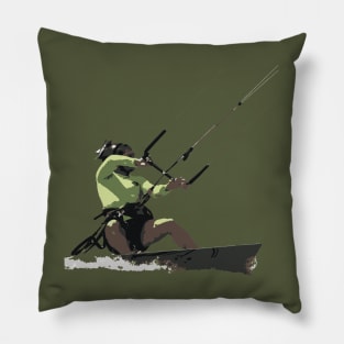 Kitesurfer Action Water Sports Artistic Illustration Pillow