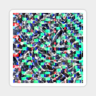 Crazy Funk Glow Glitch Petrol and Black Colour Pattern Magnet