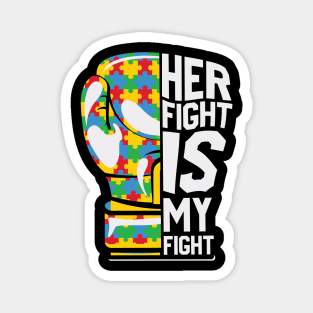 Her fight is my fight puzzle boxing glove Autism Awareness Gift for Birthday, Mother's Day, Thanksgiving, Christmas Magnet