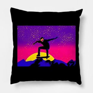 Neon Synthwave Cyberpunk Skater Pillow