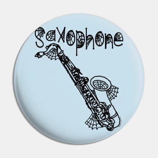 Saxophone Halloween Cobwebs Pin