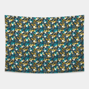 Pear Fruit Plant in Black Color Pattern Tapestry