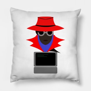 Lady Red (Afro W/Computer): A Cybersecurity Design Pillow