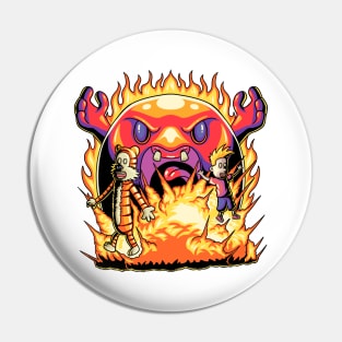 Calvin Hobbes fire monster Pin