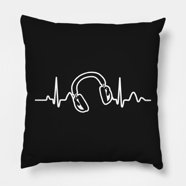 Lines of Heart, Pulz Herzline electrocardiogram with headphones Pillow by Quentin1984