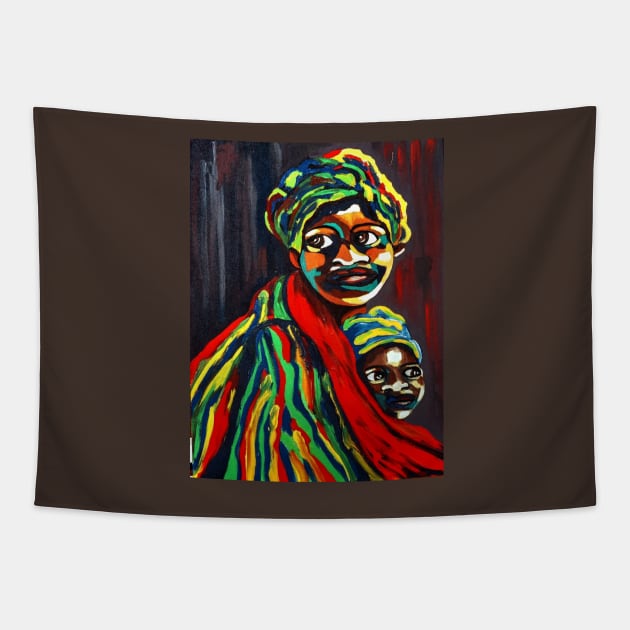 African Traditional Tribal Women Abstract Art Canvas Painting 8 Tapestry by PatrioTEEism