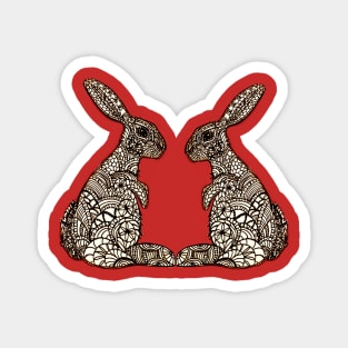 Tribal Bundoodle - intricate Rabbit Design Magnet