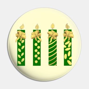 Green Candles & Golden Bows Pin