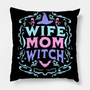 Wife Mom Witch Funny Halloween Witchcraft Pastel Goth Retro Pillow