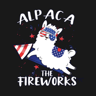 Alpaca The Fireworks Funny Patriotic Llama 4th of July T-Shirt