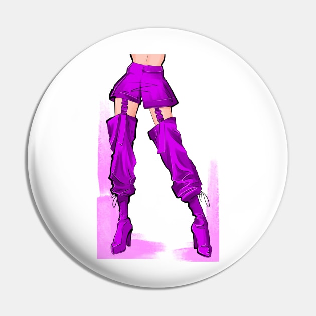 A female figure in trendy purple pants and boots Pin by ArctiumStudio