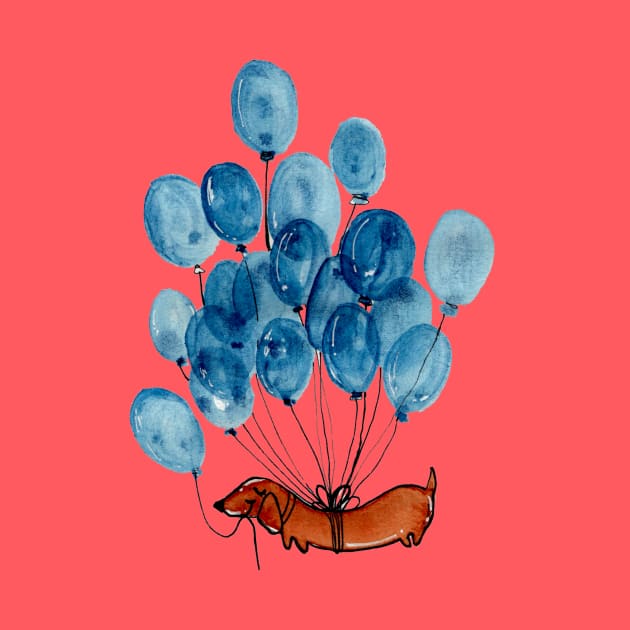 Dachshund and balloons by KaylaPhan