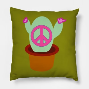 Bold and Bright Peace Sign Cactus Pillow