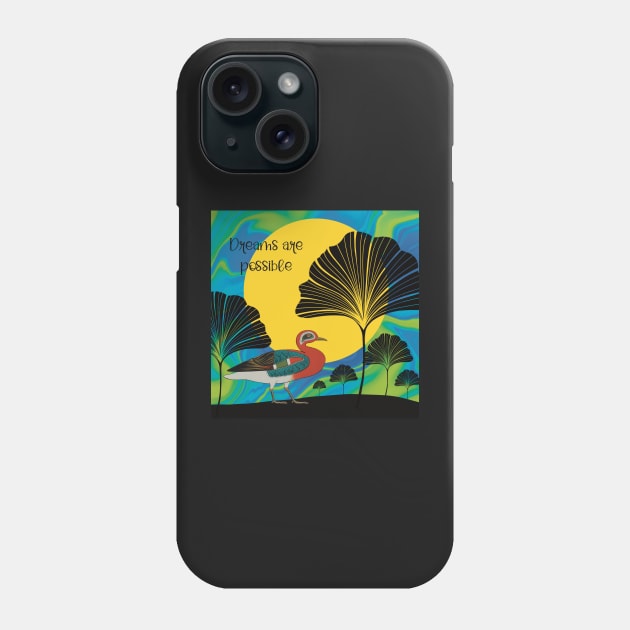 Exotic bird in surrealistic landscape, dreams are possible Phone Case by marina63