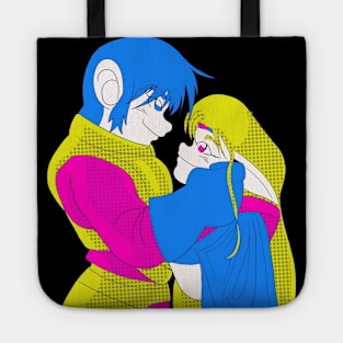 parn and deedlit embracing 80s color halftone Tote