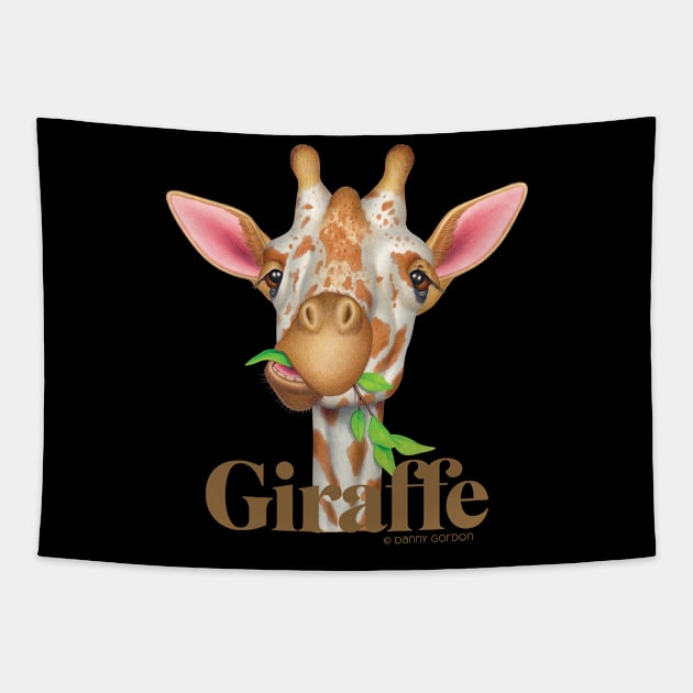 Cute Gentle Giraffe on a Giraffe lovers tee Tapestry by Danny Gordon Art