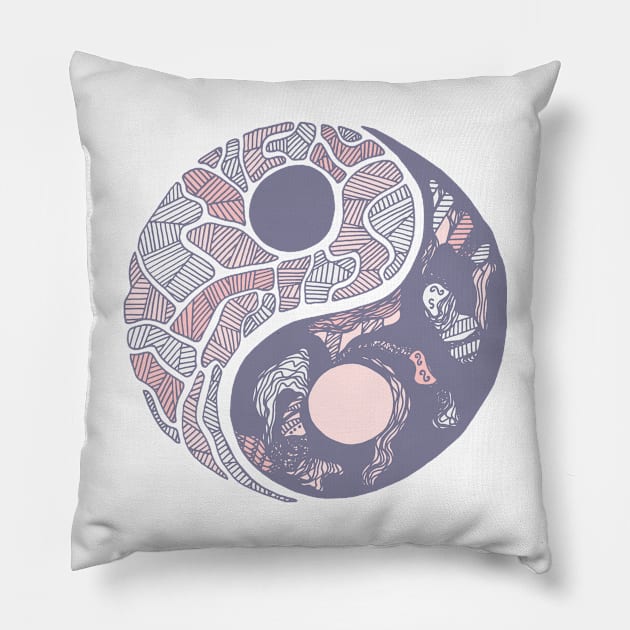 Npink Abstract Yin Yang Pillow by kenallouis