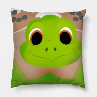 Milk tea boba and green dinosaur head Pillow