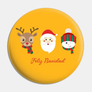 Feliz Navidad ' Santa Claus and Friends Aesthetic Logo design Pin