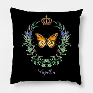 Papillon Monarch Butterfly Lavender Wreath Cottagecore Gardener Pillow