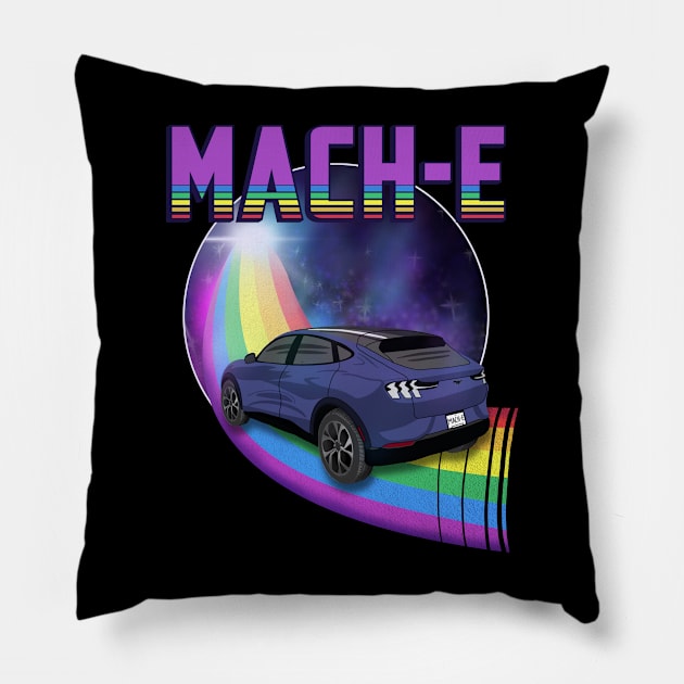 Mach-E Rides the Rainbow Galaxy in Infinite Blue Pillow by zealology