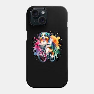 Watercolor Australian Shepherd Cycling Phone Case