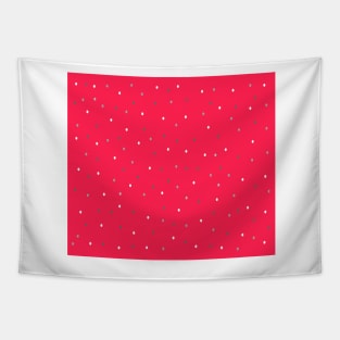 Festive Silver Polka Dots on Red Tapestry