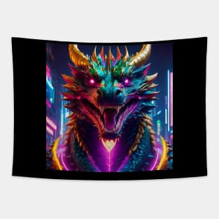 Reptiles,Dragon,Neon lighted dragon sign, Tapestry