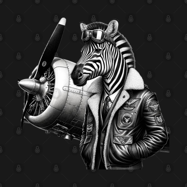 Funny Zebra Pilot by Merchweaver