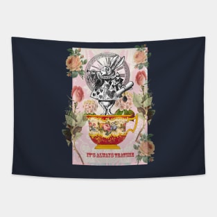 Alice in Wonderland, White Rabbit, It's always teatime Tapestry