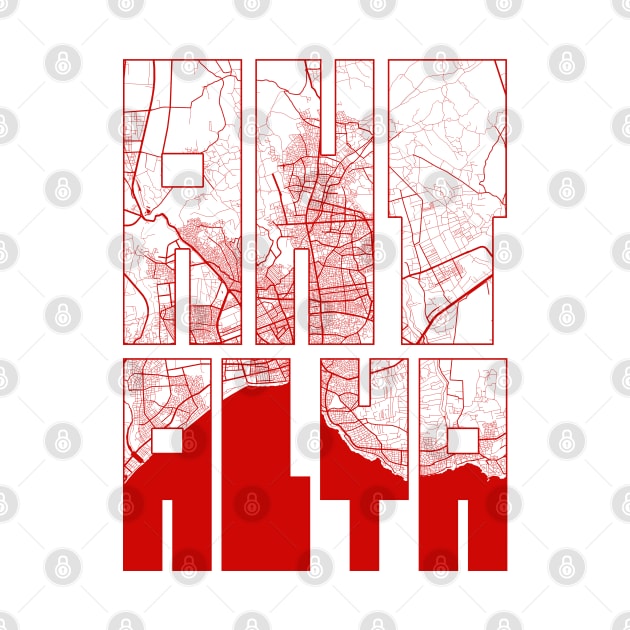 Antalya, Turkey City Map Typography - Oriental by deMAP Studio