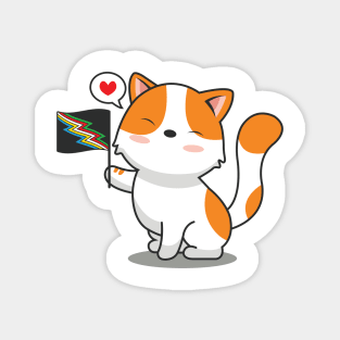 Cute Cat Holding Disability Pride Flag Magnet