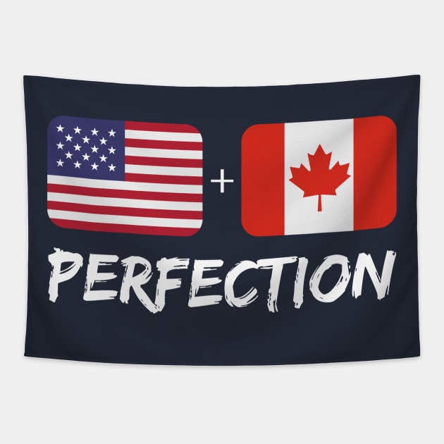 Canadian Plus American Perfection Mix Heritage Flag Gift Tapestry by Just Rep It!!