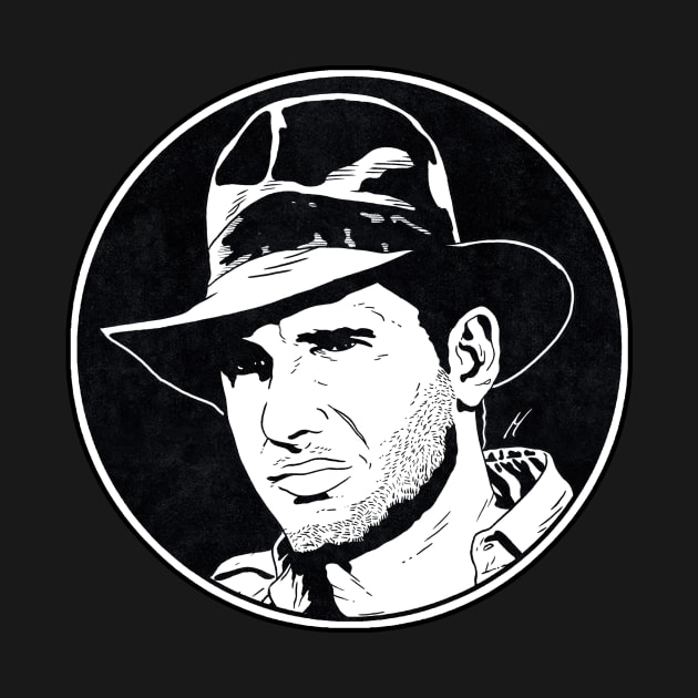 INDIANA JONES - Raiders of the Lost Ark (Circle Black and White) by Famous Weirdos