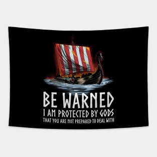 Motivational Norse Paganism - The Gods Behind You - Viking Longship Tapestry