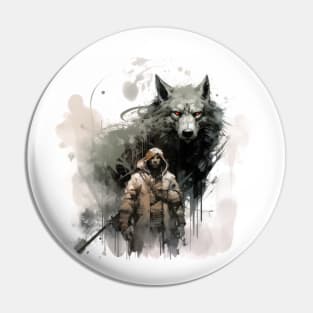 Black Wolf with Me Pin