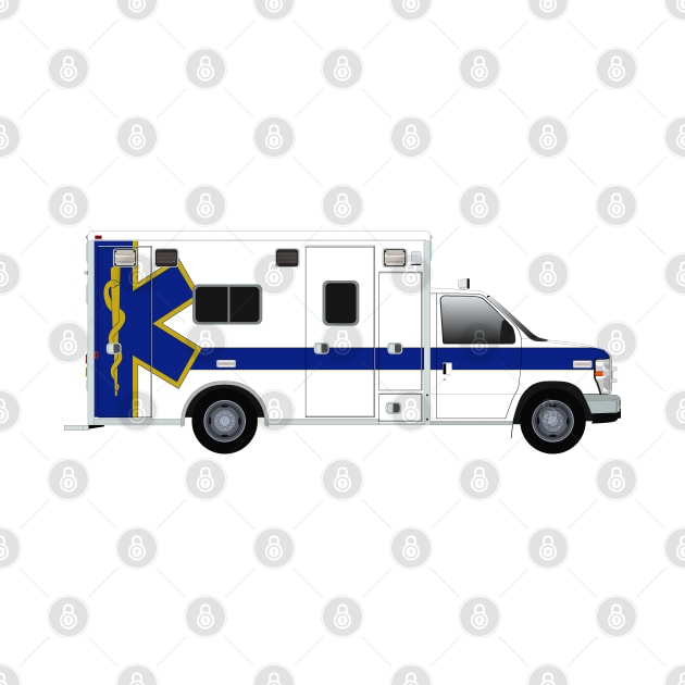 White Life Line Ambulance with Blue Star and Stripe by BassFishin