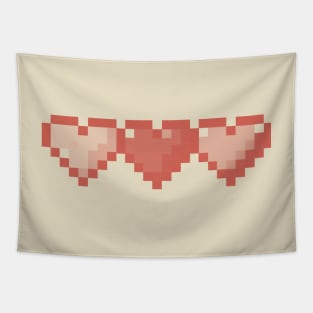 Beige Hearts in a Row Pixel Art Tapestry