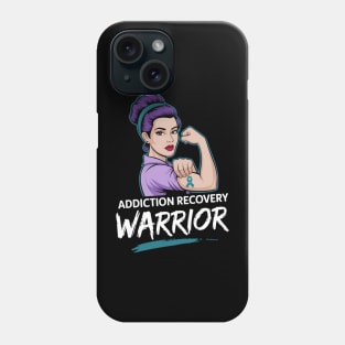 Addiction Recovery Awareness Women Teal Support Warrior Phone Case