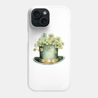 Gold and Green Leprechaun Top Hat with Clover Phone Case