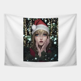 Portrait Of Anime Female Santa Tapestry