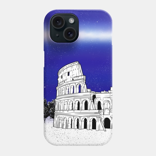 Colosseum black and white illustration Phone Case by mailboxdisco