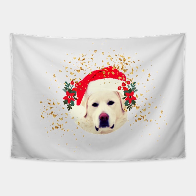 Christmas White Dog Tapestry by Grace Daily 