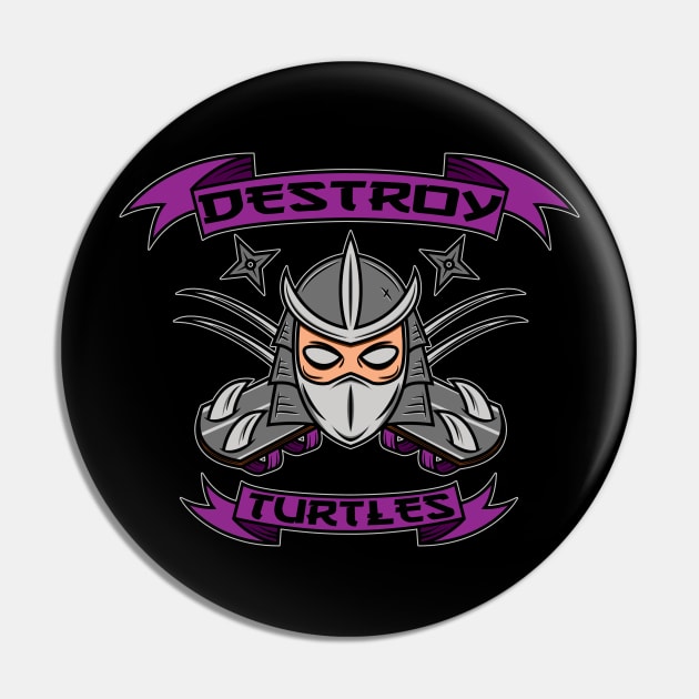 Destroy Turtles (Color) Pin by GorillaMask