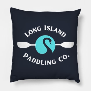 Long Island Paddling Co. White Lettering, Teal Circle with Swan Pillow