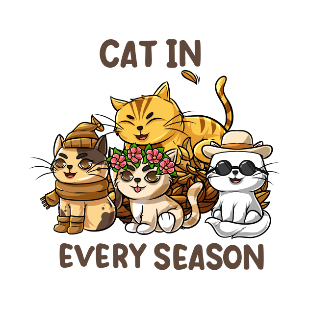 Cat every season warm color by Holycat